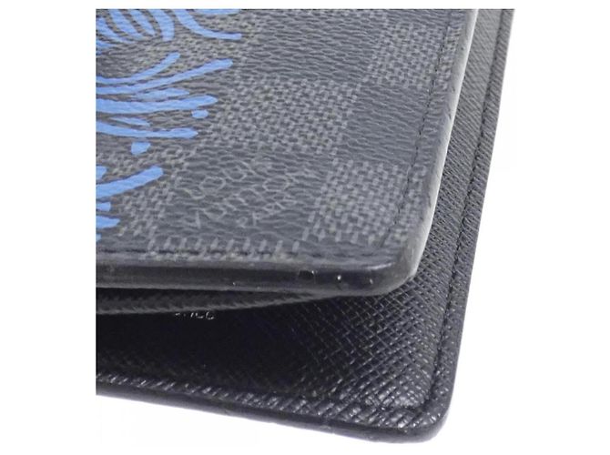 Louis Vuitton Damier Graphite Portefeuille Brazza Wallet Blu Damier ebene - vista 3