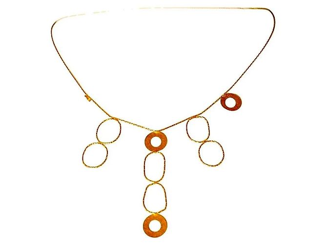 Autre Marque Collana geometrica a cerchio in oro giallo 18k D'oro - vista 6
