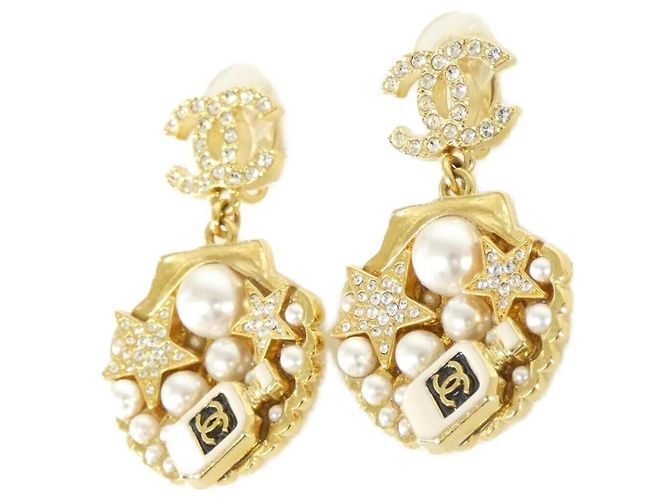 Orecchini a clip Chanel ABF071 Nero Bianco D'oro - vista 2