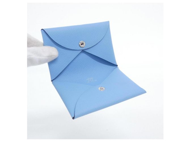 Hermès Tarjetero Hermes Calvi - Cuero Epsom Celeste Azul claro - vista 2