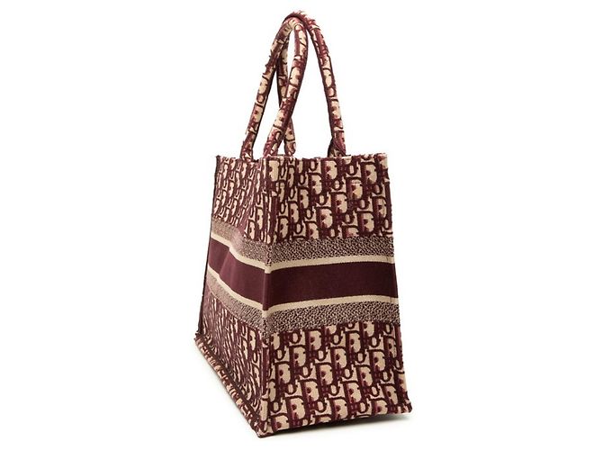 Christian Dior Dior Oblique Bestickter Medium Tote Bag Rot Beige Bordeaux - Ansicht 2