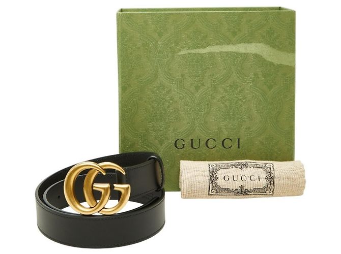 Gucci GG Marmont Emblem Wide Buckle Gürtel Schwarz - Ansicht 6