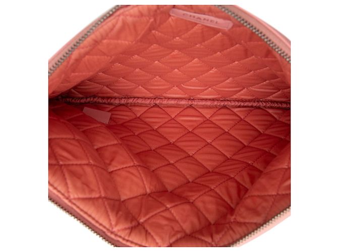 Clutch Chanel Boy in agnello rosa - vista 4
