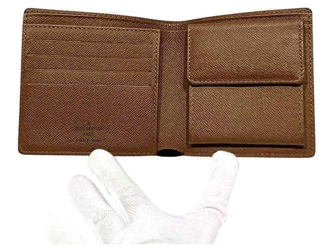 Portafoglio bi-fold Louis Vuitton Portefeuille Marco Marrone Monogramma - vista 3