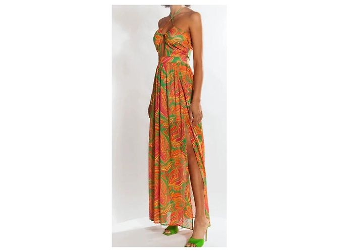 Autre Marque Vestido maxi halter con estampado paisley Mallory The Label Rosa Verde Naranja - vista 3
