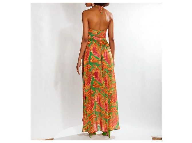 Autre Marque Vestido maxi halter con estampado paisley Mallory The Label Rosa Verde Naranja - vista 5