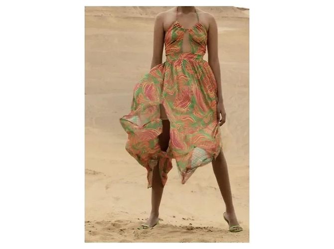 Autre Marque Vestido maxi halter con estampado paisley Mallory The Label Rosa Verde Naranja - vista 6