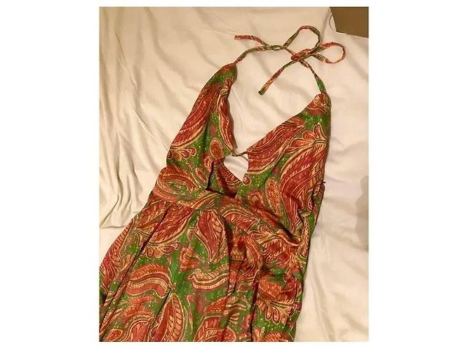 Autre Marque Vestido maxi halter con estampado paisley Mallory The Label Rosa Verde Naranja - vista 8