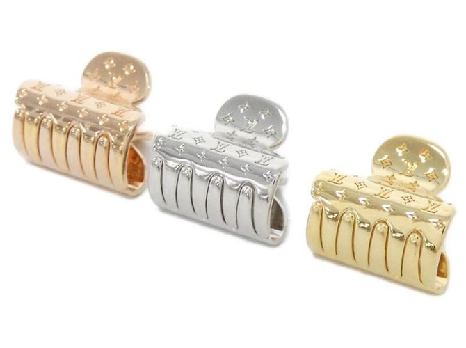 Louis Vuitton Accessoires Chev Nanogram PM Hair Clip Argento D'oro - vista 3