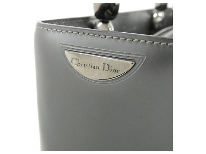 Borsa in pelle grigia Christian Dior Marrone - vista 4