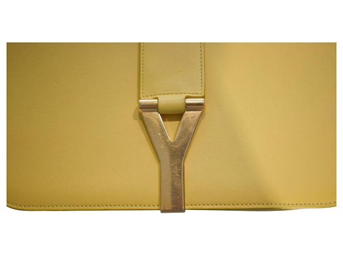 Saint Laurent Borsa a Spalla Medium Chyc Flap in Pelle Gialla Giallo - vista 12