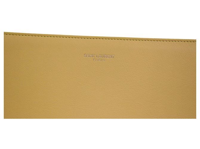 Saint Laurent Borsa a Spalla Medium Chyc Flap in Pelle Gialla Giallo - vista 14
