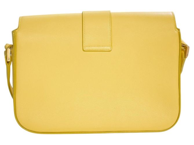 Saint Laurent Borsa a Spalla Medium Chyc Flap in Pelle Gialla Giallo - vista 3