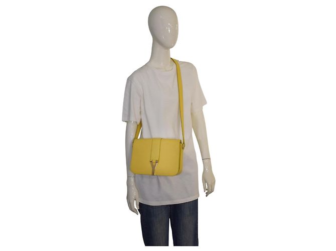 Saint Laurent Borsa a Spalla Medium Chyc Flap in Pelle Gialla Giallo - vista 4