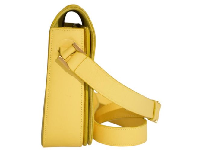 Saint Laurent Borsa a Spalla Medium Chyc Flap in Pelle Gialla Giallo - vista 6