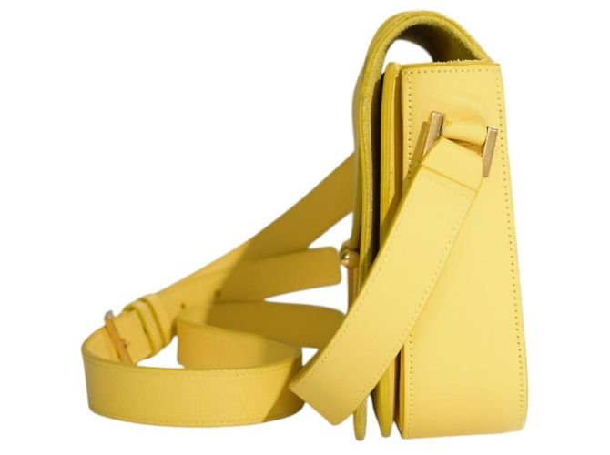 Saint Laurent Borsa a Spalla Medium Chyc Flap in Pelle Gialla Giallo - vista 7
