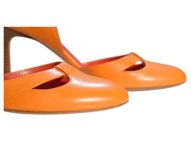 Céline Blason Décolleté D'Orsay Pelle Arancione - vista 11