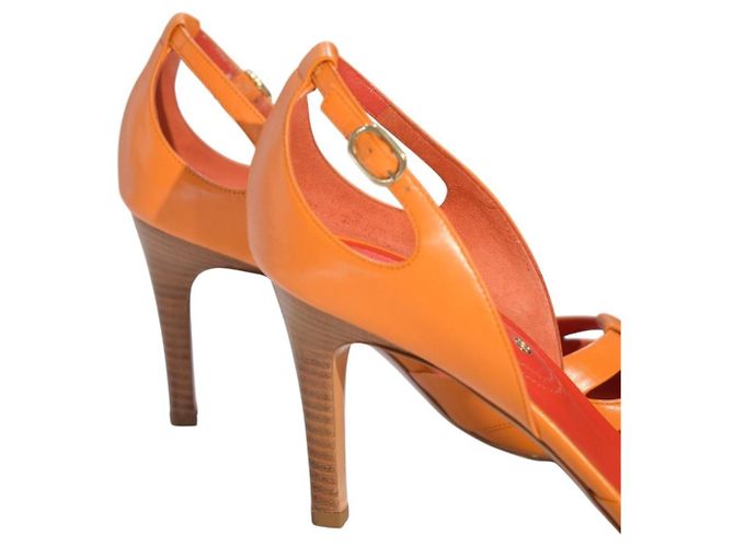 Céline Blason Décolleté D'Orsay Pelle Arancione - vista 12