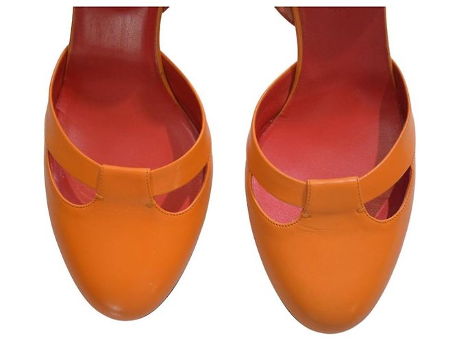 Céline Blason Décolleté D'Orsay Pelle Arancione - vista 13