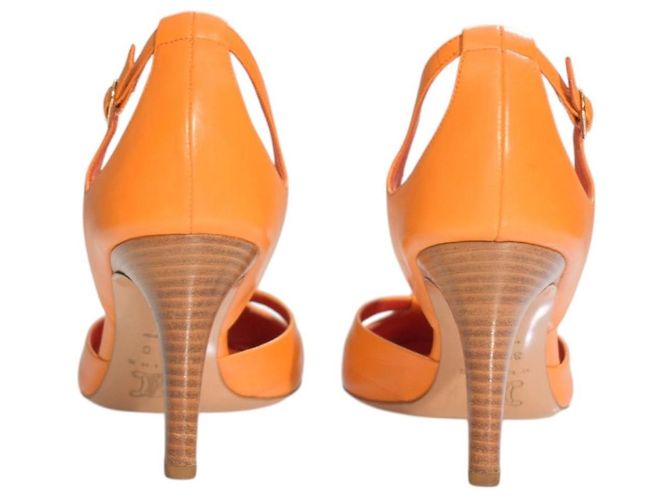 Céline Blason Décolleté D'Orsay Pelle Arancione - vista 5