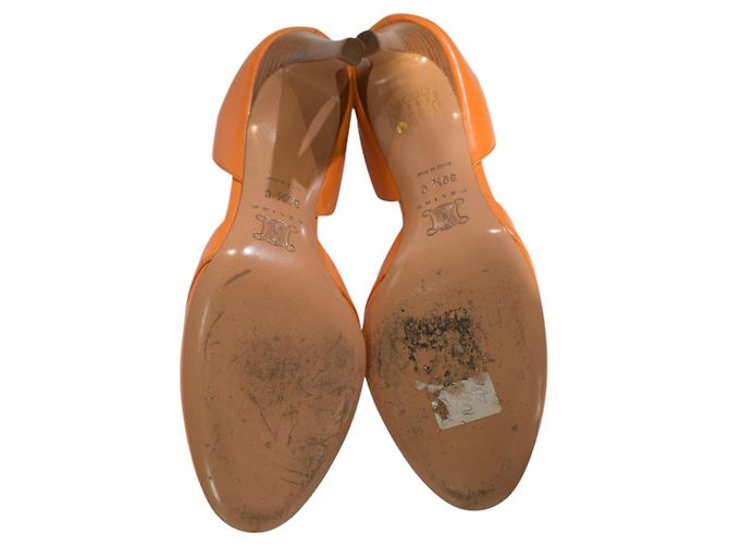 Céline Blason Décolleté D'Orsay Pelle Arancione - vista 8