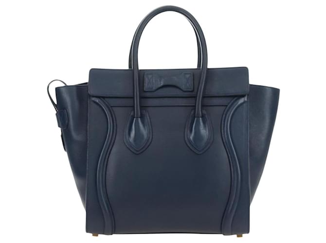 Céline Celine Luggage Smooth Leather Medium Blu navy - vista 2