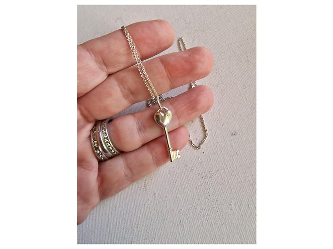 Colar Tiffany & Co. Chave Coração Diamante Prata 925 - vista 6