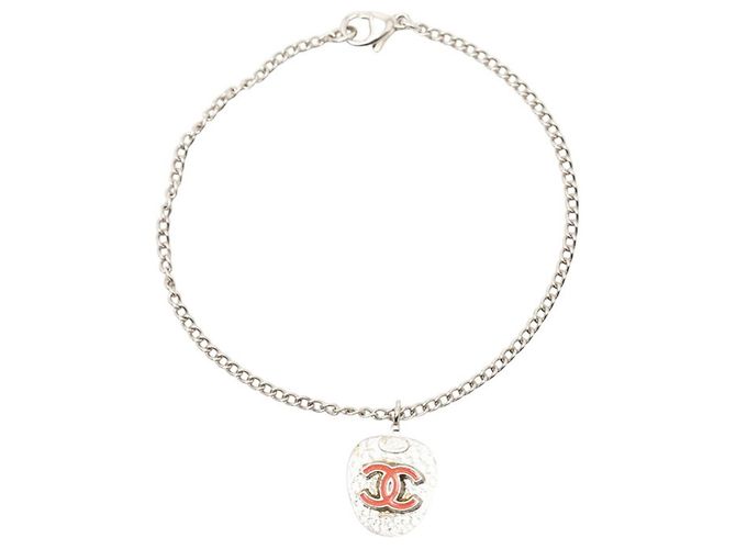 Bracciale Charm Chanel Coco Mark Motivo Fragola Argento Rosa Porpora - vista 2