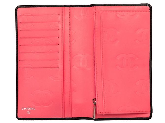 Cartera larga plegable Chanel Cambon Line Negro Rosa - vista 4