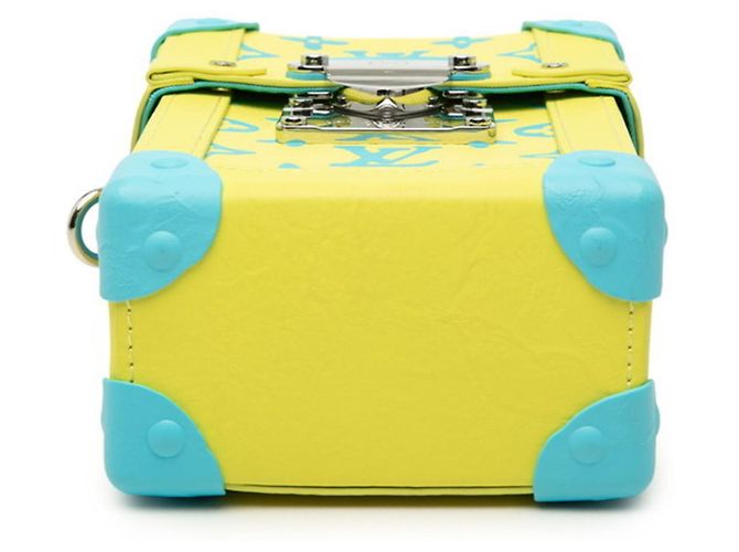 Portafoglio Louis Vuitton Monogram Vertical Trunk Blu Giallo - vista 3