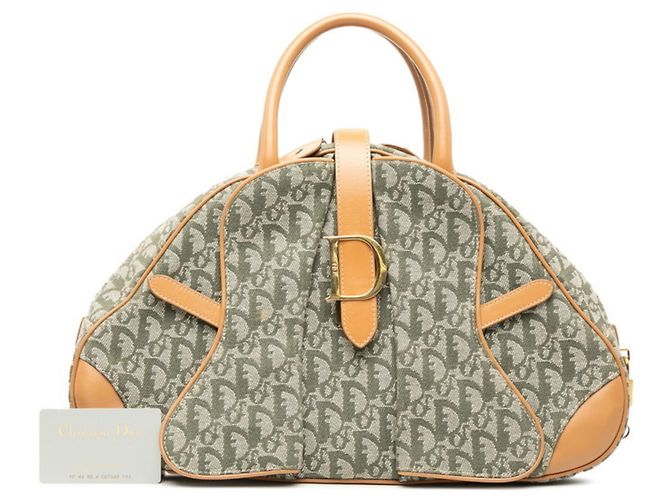 Borsa Trotter Double Saddle Christian Dior Beige Verde - vista 9