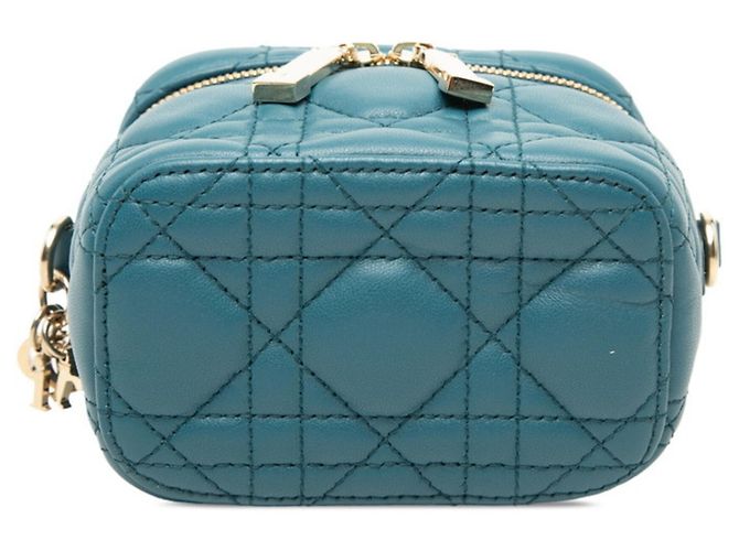 Borsa Vanity Micro Cannage Christian Dior Blu - vista 3