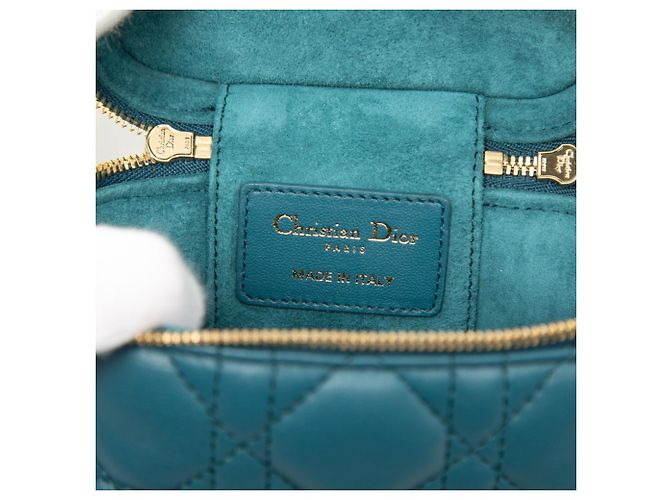 Borsa Vanity Micro Cannage Christian Dior Blu - vista 5