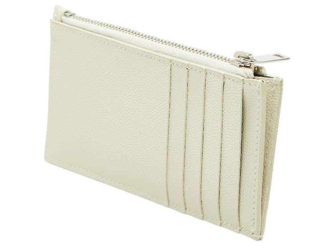 Tarjetero Saint Laurent Cassandra Logo YSL Plata Crudo - vista 2
