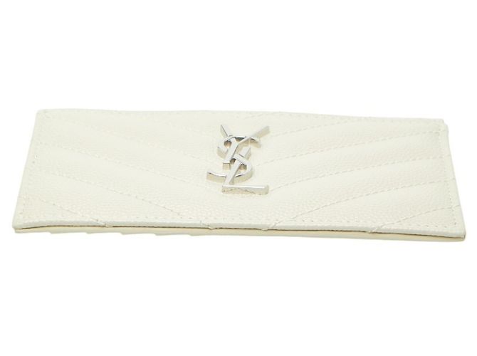 Tarjetero Saint Laurent Cassandra Logo YSL Plata Crudo - vista 3