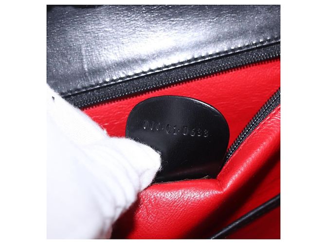 Gucci Vintage Convertible Bamboo Top Handle Leather Medium Nero - vista 7