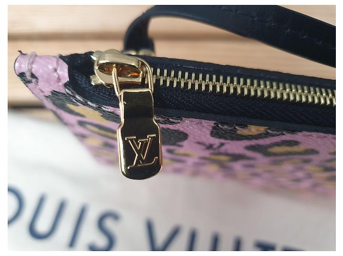 Louis Vuitton Neverfull MM Shopper in pelle Nero Rosa Stampa leopardo - vista 11