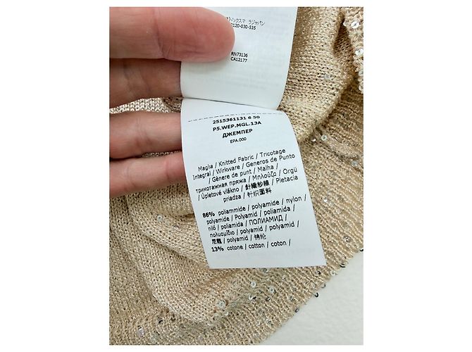 Weekend Max Mara Pailletten-Strickoberteil Champagner Größe M Neu Quiet Luxury Silber Beige - Ansicht 8