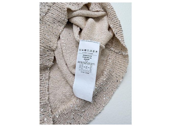 Weekend Max Mara Pailletten-Strickoberteil Champagner Größe M Neu Quiet Luxury Silber Beige - Ansicht 9