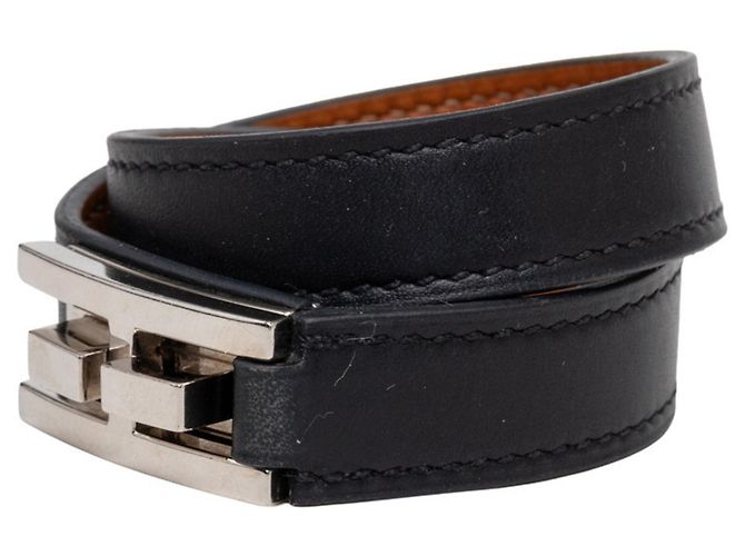 Hermès Bracciale Hermes Drag Double Tour Nero - vista 2