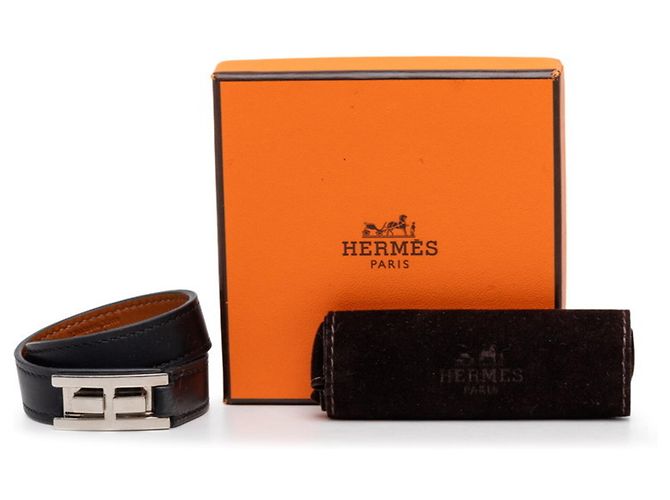 Hermès Bracciale Hermes Drag Double Tour Nero - vista 7