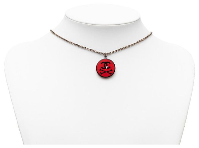 Collana con pendente Chanel Coco Mark Nero Rosso - vista 6