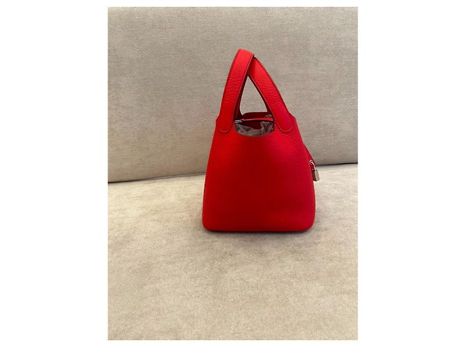 Hermès Picotin Lock 18 Borsa in pelle Taurillon Clémence Rouge de Cœur Rosso - vista 2