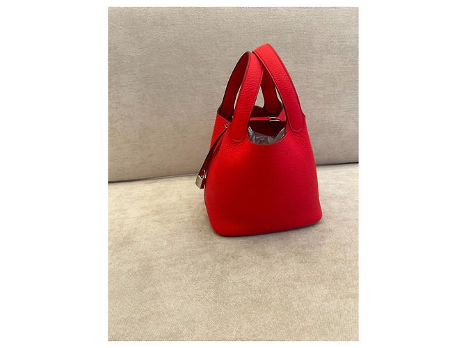 Hermès Picotin Lock 18 Borsa in pelle Taurillon Clémence Rouge de Cœur Rosso - vista 3
