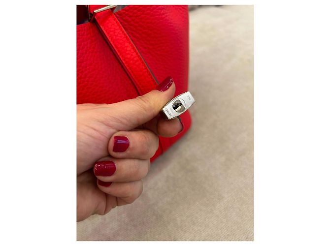 Hermès Picotin Lock 18 Borsa in pelle Taurillon Clémence Rouge de Cœur Rosso - vista 5