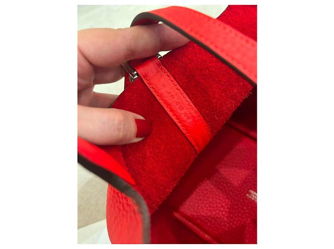 Hermès Picotin Lock 18 Borsa in pelle Taurillon Clémence Rouge de Cœur Rosso - vista 6
