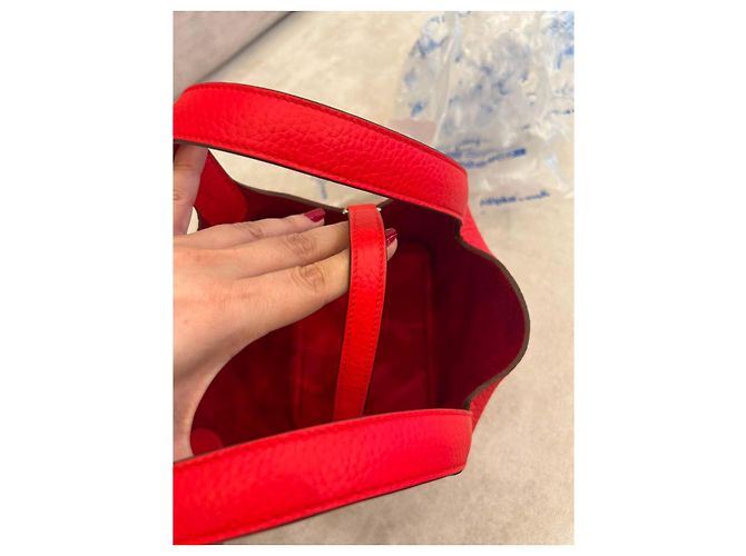 Hermès Picotin Lock 18 Borsa in pelle Taurillon Clémence Rouge de Cœur Rosso - vista 7
