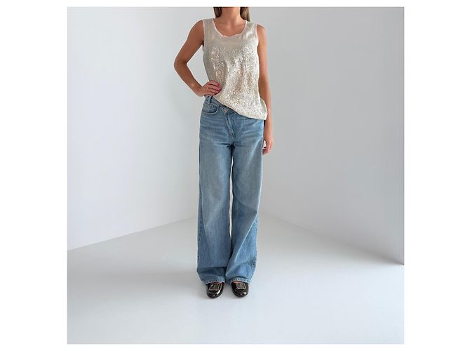 Dolce & Gabbana Metallic Silk Blend Lamé Tank Top – Glam Y2K Metallisch - Ansicht 2