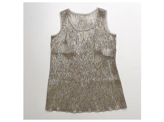 Dolce & Gabbana Metallic Silk Blend Lamé Tank Top – Glam Y2K Metallisch - Ansicht 3