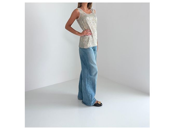 Dolce & Gabbana Metallic Silk Blend Lamé Tank Top – Glam Y2K Metallisch - Ansicht 4